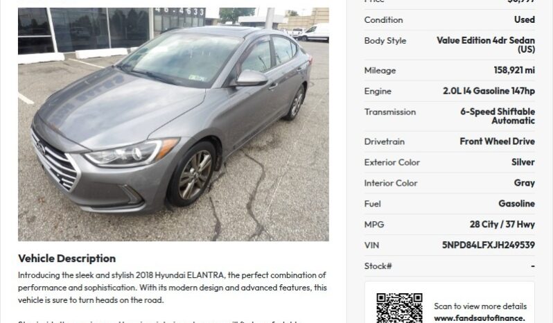 
2018 Hyundai Elantra Value Edition full									
